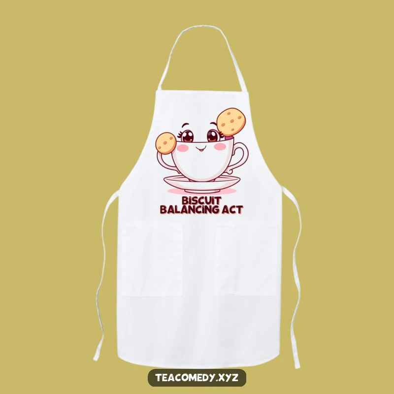Funny Teacup Biscuit Balance Apron: Cook with Grace, Hilarious Kitchen Style