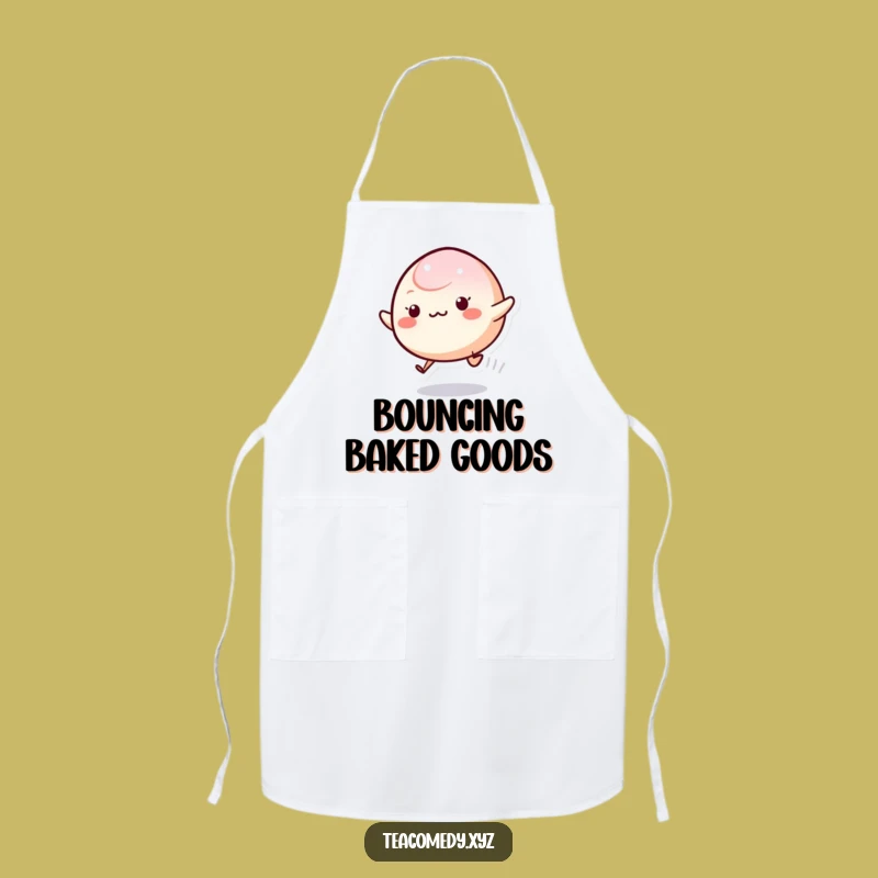 Funny Mochi Kitchen Apron: Playful Bouncing Character for Joyful Cooking