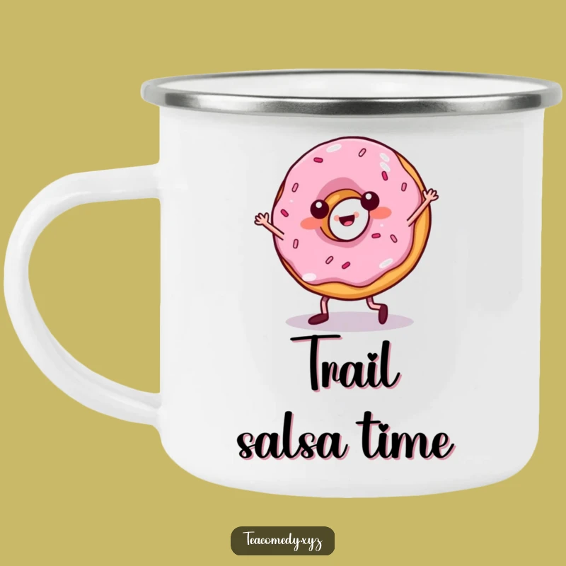 Funny Donut Salsa Dancer Camping Mug: Adventure Fuel, A Hilarious Outdoor Companion