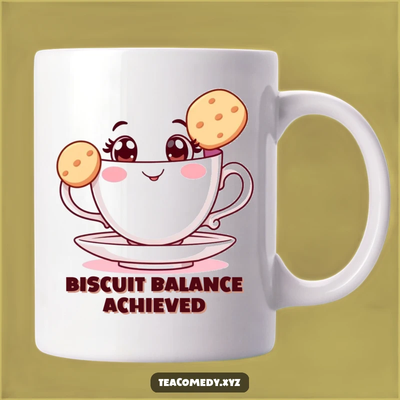 Funny Teacup Biscuit Balance Mug: Whimsical Morning Brew, Perfect Hilarious Gift