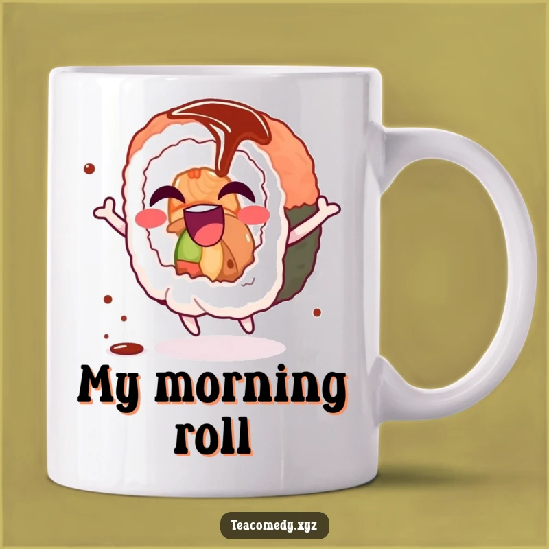 Funny Sushi Spin Mug: Giggling Roll Gift for Sushi Lovers
