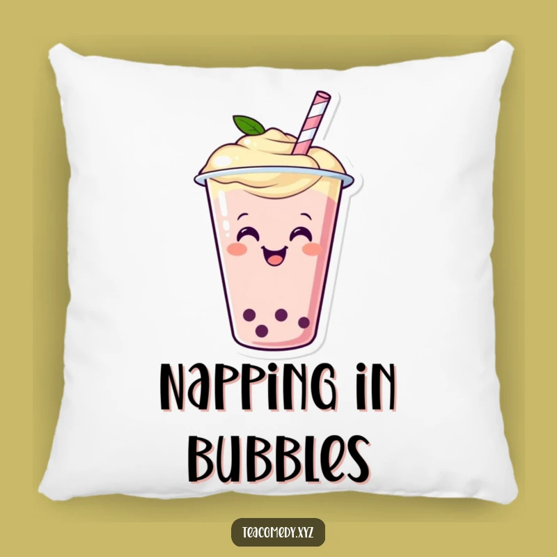 Funny Boba Tea Pillow - Happy Wiggling Cup Cushion, Hilarious Comfort Gift