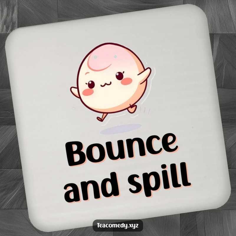 Funny Mochi Coaster featuring a cute, bouncing mochi character, protecting surfaces with a dose of playful charm.