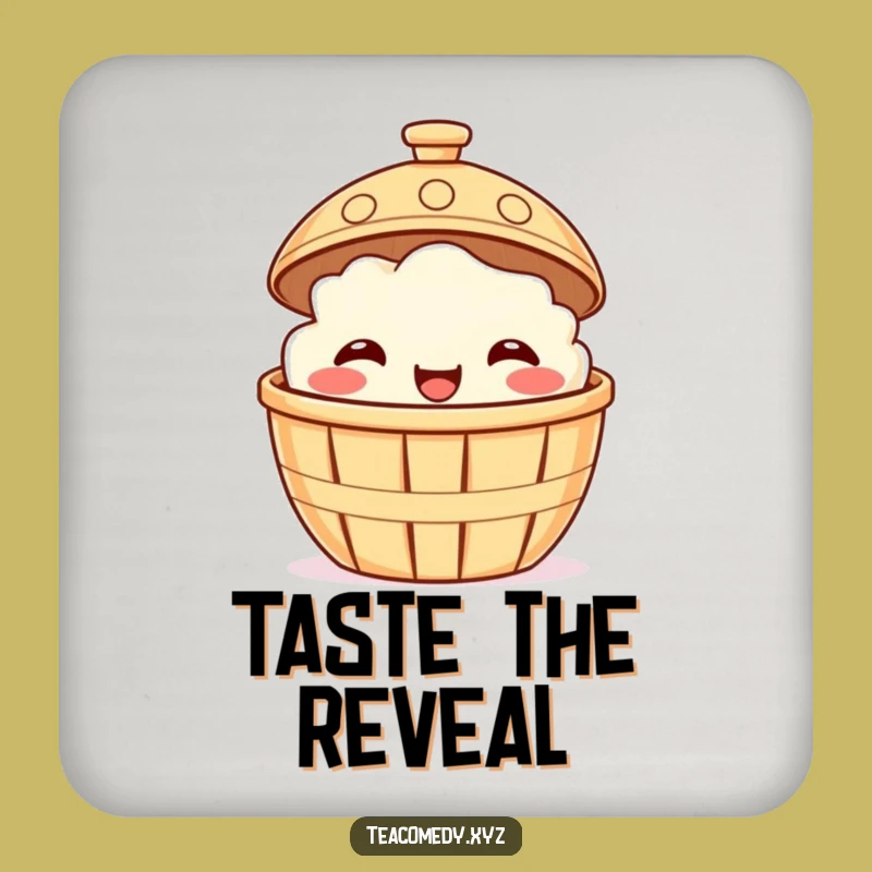 Funny Dim Sum Coaster - Smiling Basket Protector, Hilarious Foodie Drink Gift