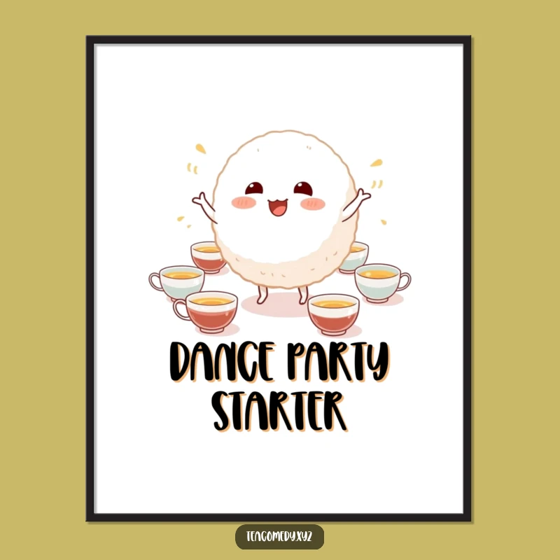 Funny Dancing Rice Ball Poster: Bring Joyful Vibes to Your Walls