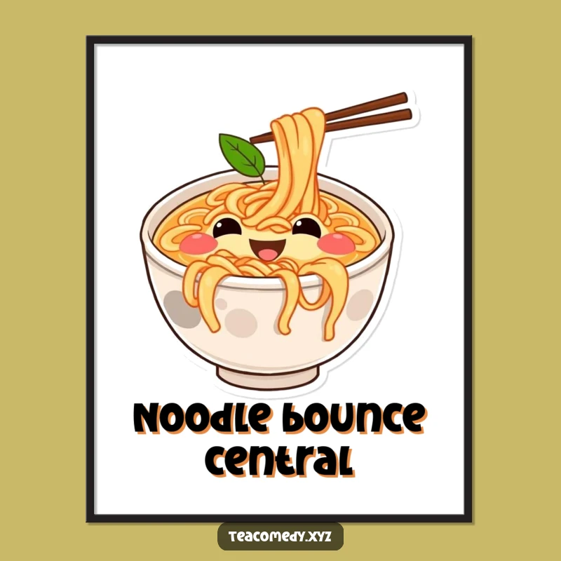 Funny Ramen Poster - Bouncing Bowl Art Print, Hilarious Foodie Decor Gift