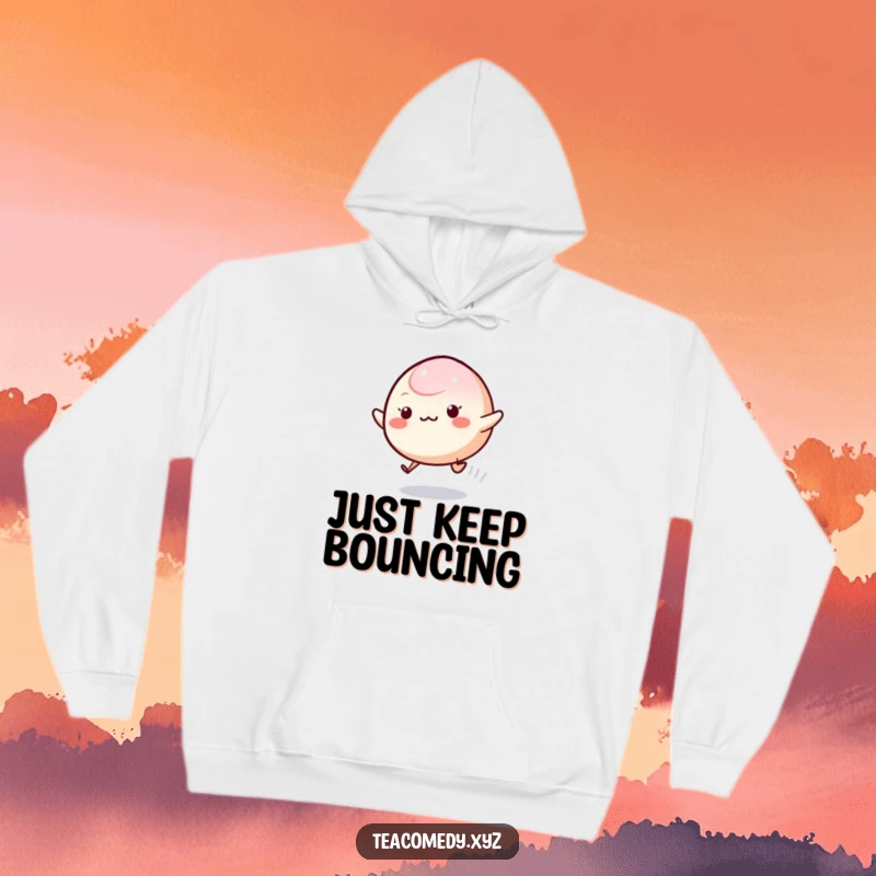 Funny Mochi Hoodie featuring a delightful, bouncy mochi character, perfect for adding a playful and warm touch to your day.