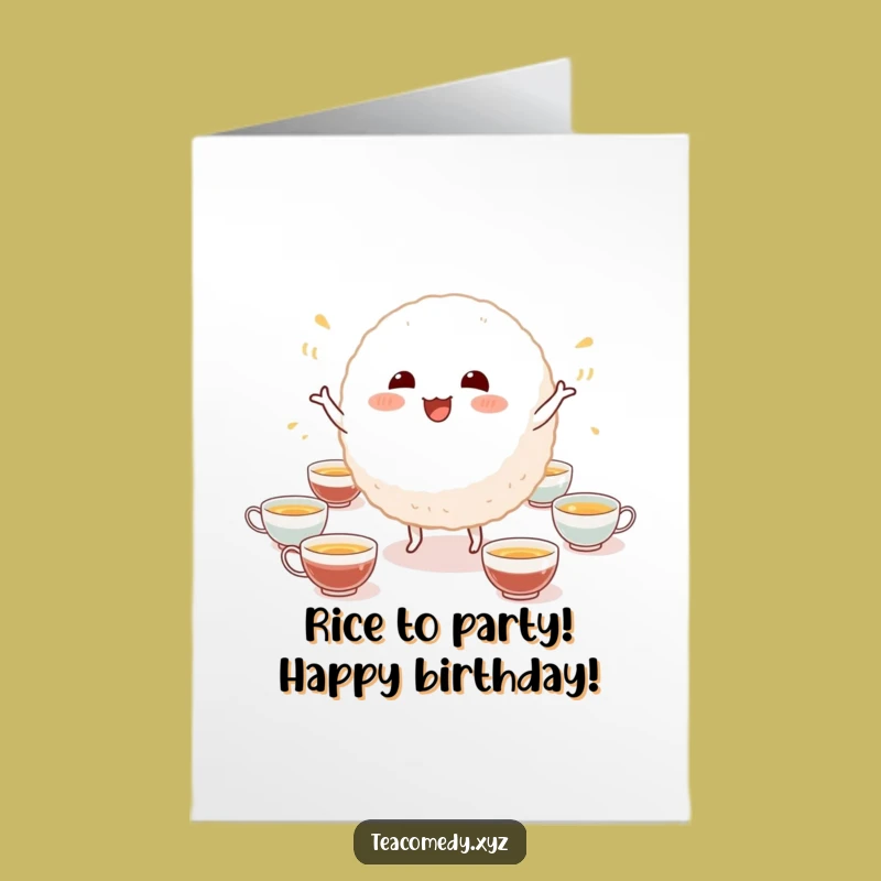 Free Printable Funny Rice Ball Birthday Card - Silly Dance Downloadable Greeting