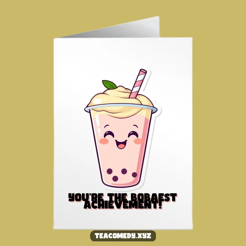Free Printable Congrats Boba Tea Card - Wiggling Cup Joyful Downloadable Greeting
