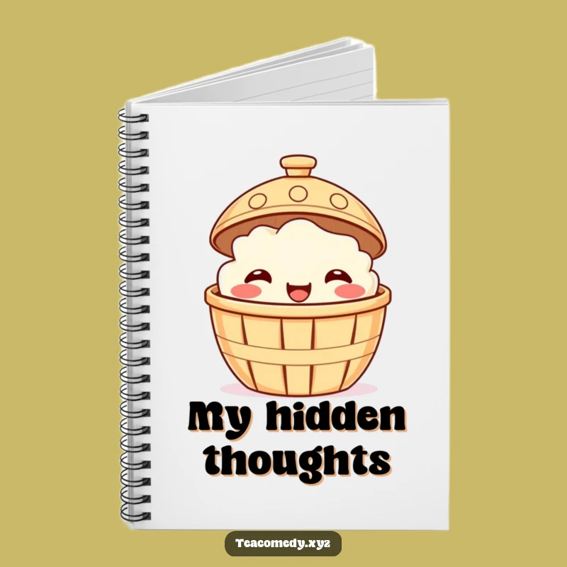 Funny Dim Sum Notebook - Smiling Basket Journal, Hilarious Foodie Stationery Gift
