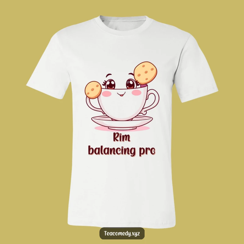 Funny Teacup Biscuit Balance T-Shirt: Wear Your Delicate Charm, Hilarious Gift