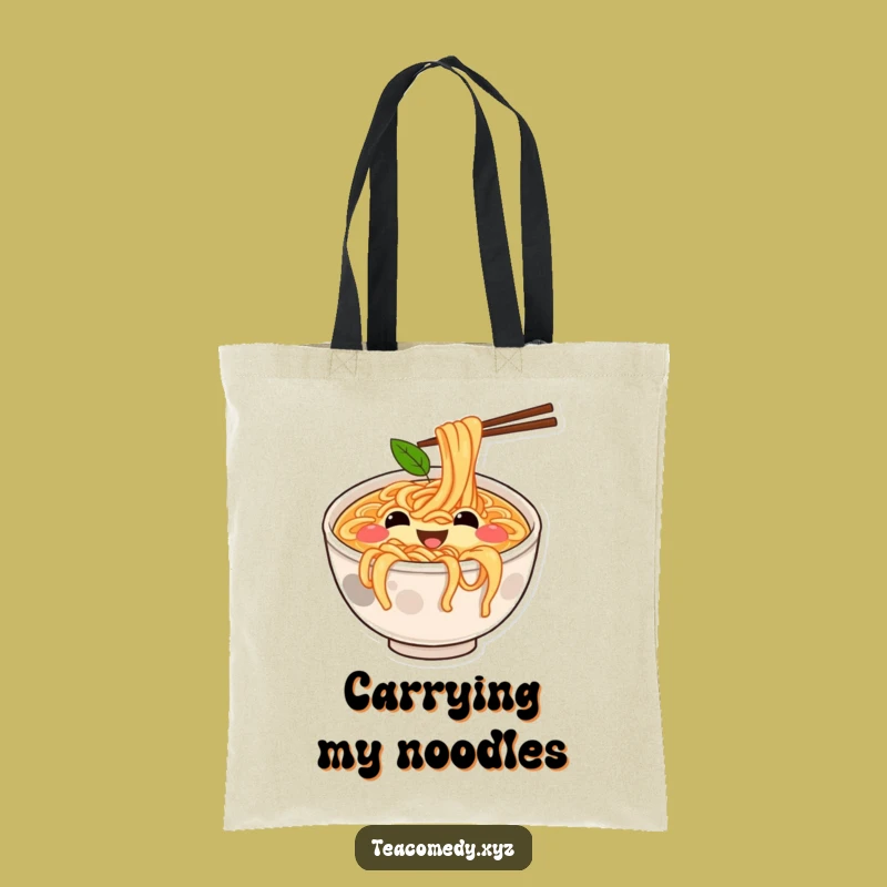 Funny Ramen Tote Bag - Bouncing Bowl Carry-All, Hilarious Foodie Shopping Gift