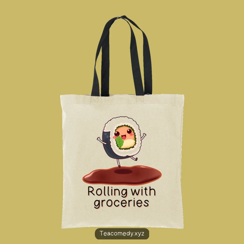 Funny Sushi Tote Bag - Dancing Roll Carry-All, Hilarious Foodie Shopping Gift