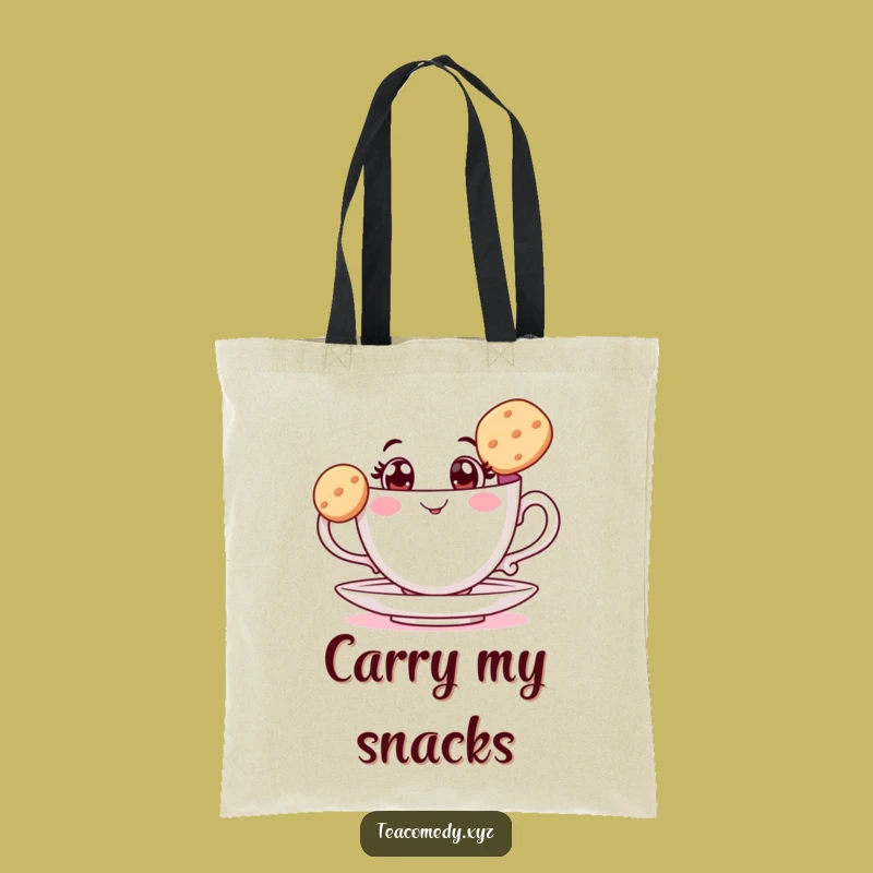 Funny Teacup Biscuit Balance Tote Bag: Carry Your Delights, Hilarious Shopping Essential